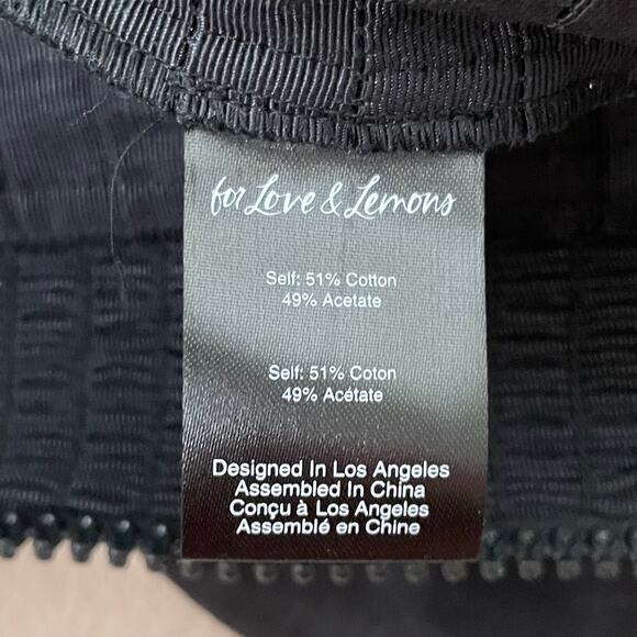 For Love & Lemons Dress Womens Large Black Celeste Moire Rhinestone Pleated Mini - Picture 13 of 14